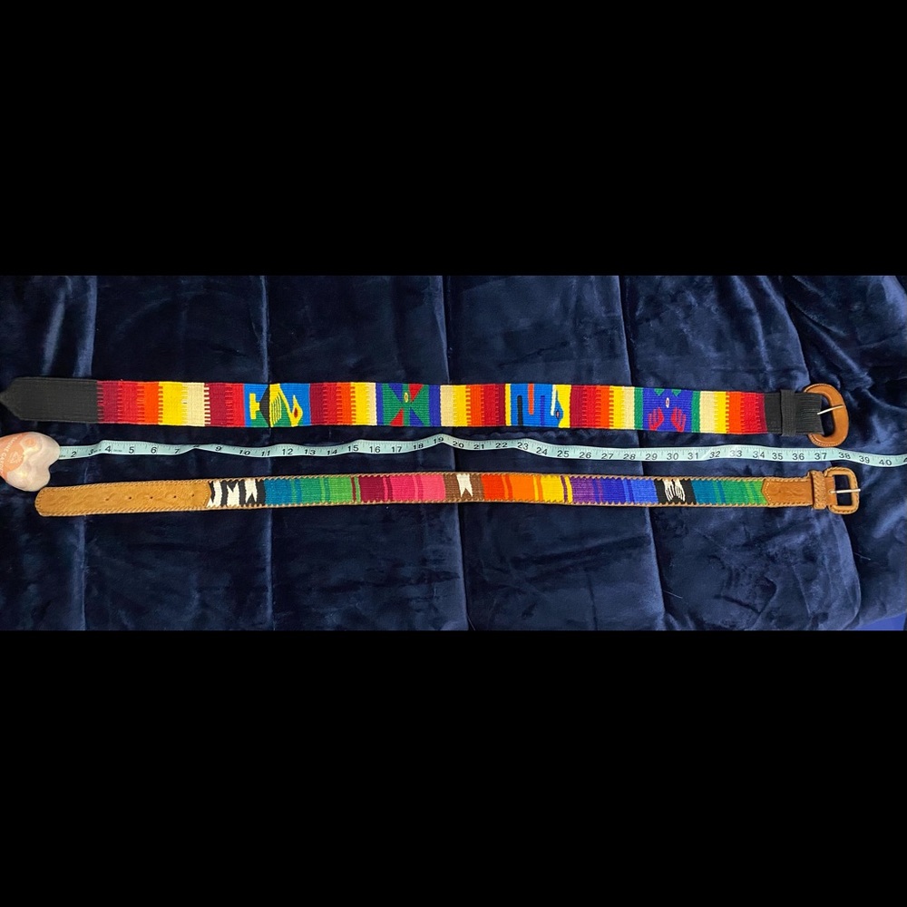 2 vintage belts. Guatemalan Leather Belt & other